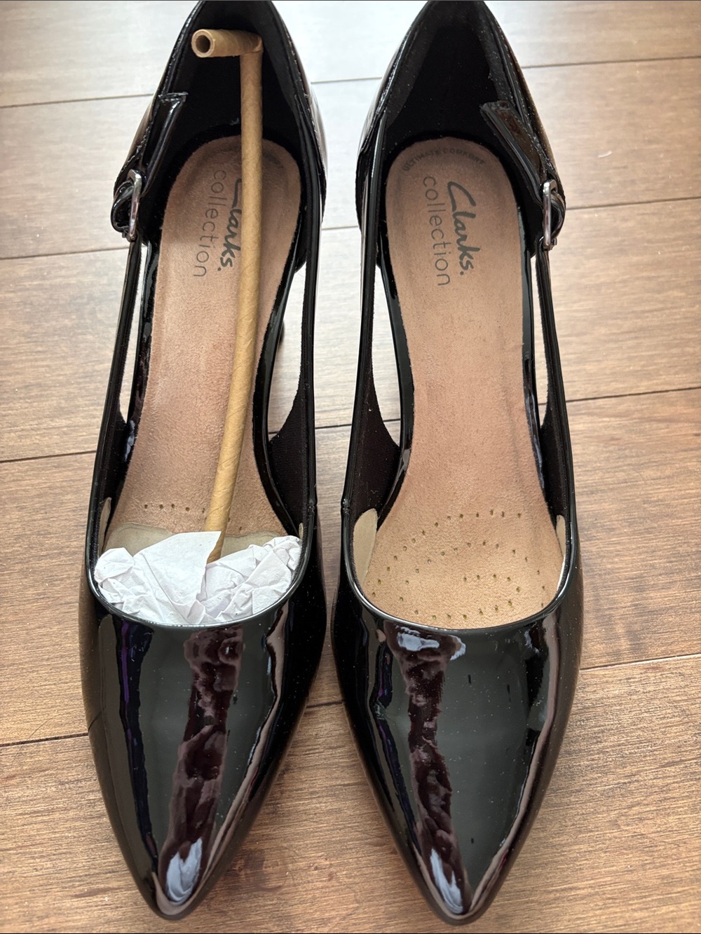 Clarks Black Patent Pointed heels